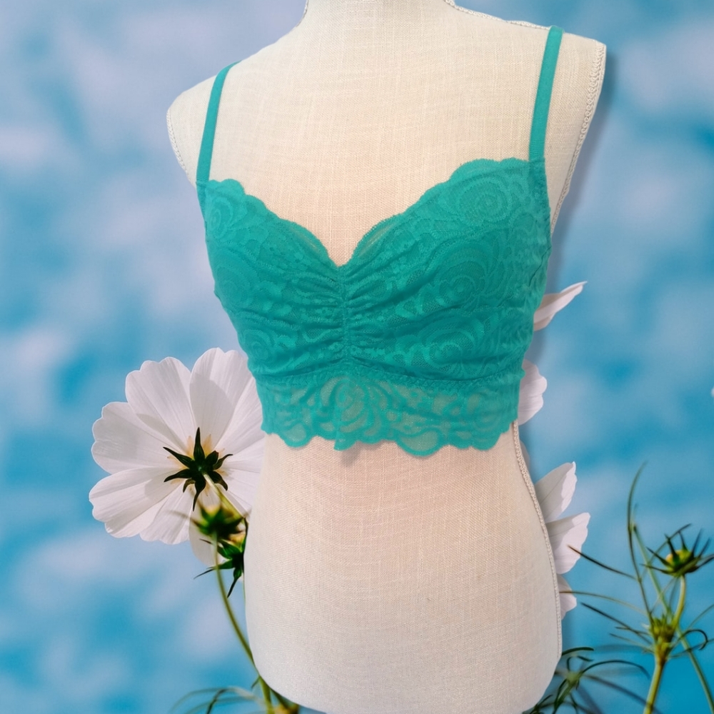 - PINK Victoria's Secret Sexy Turquoise Lace Bralette Sz Large|GORG!!!🌸